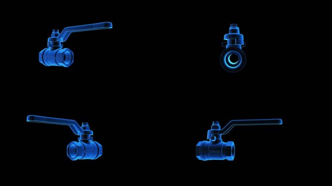 阀门全息蓝色科技通道素材