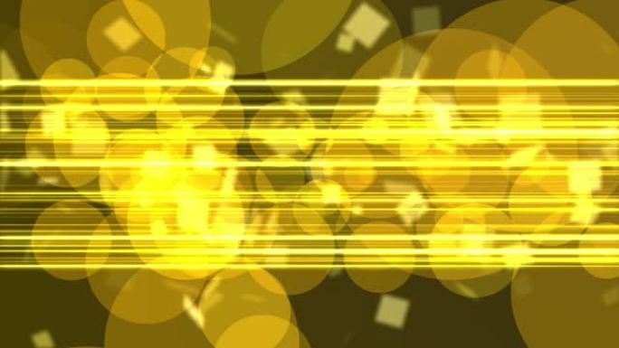 4k抽象金色黄色霓虹灯bokeh圆圈和条纹