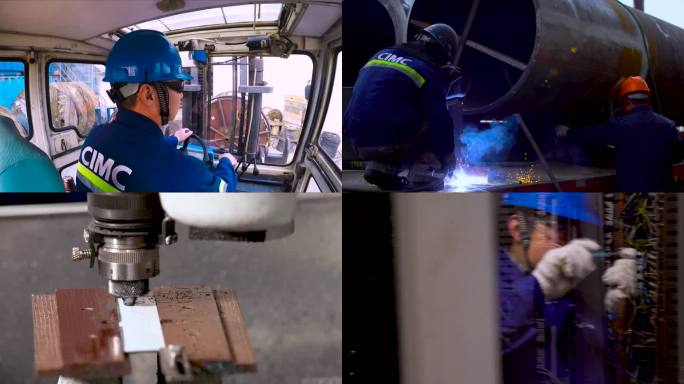 焊工正在管道上焊接 两名男子在工厂的管道上工作 数控铣床