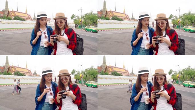 泰国日本同胞的女导游参观该国的主要景点。“Wat Phra Kaeo” 泰国曼谷的地标。亚洲朋友女性
