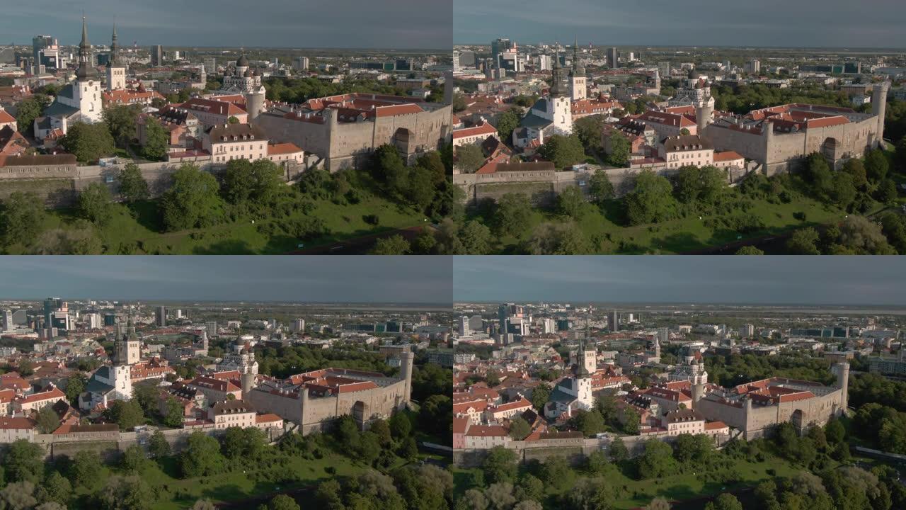 爱沙尼亚塔林老城要塞的航拍镜头