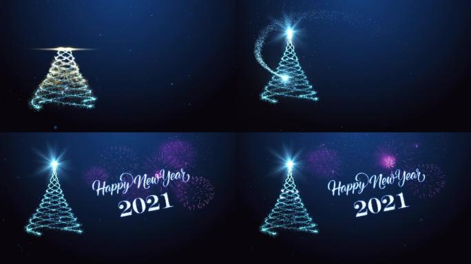 祝2021年新年快乐的圣诞树