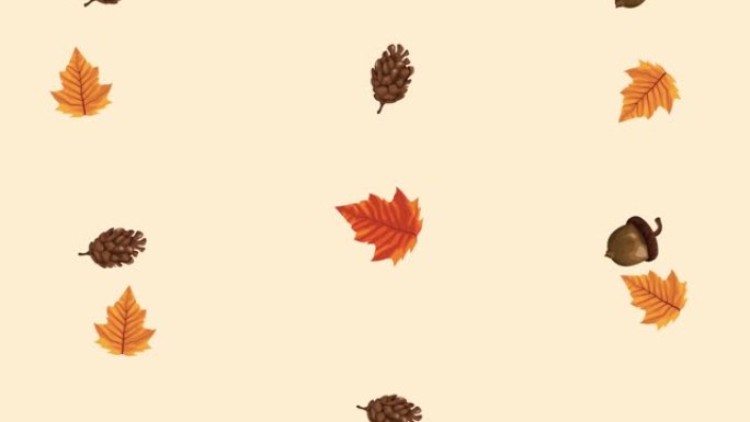 你好秋季动画与叶子图案