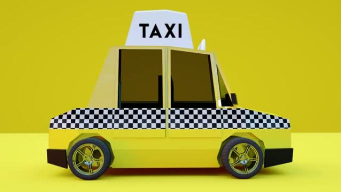 卡通出租车驾驶。商业交通城市概念3d渲染
