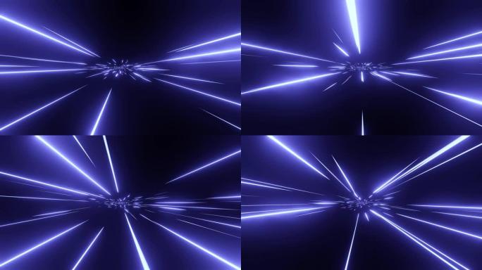 抽象的osmic背景。超级跳跃。运动中的霓虹灯发光光线。循环动画。超高清4K 3840x2160