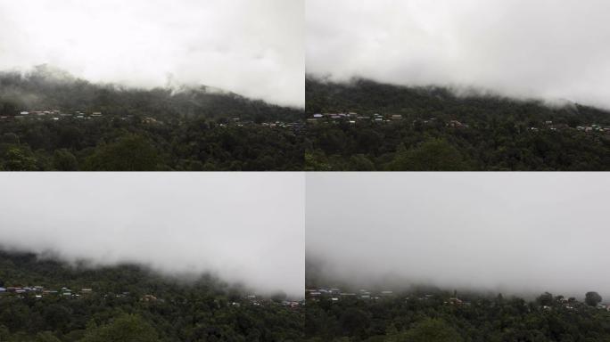 泰国南省Pua区Doi Sakat小村庄上空的延时云; 放大运动