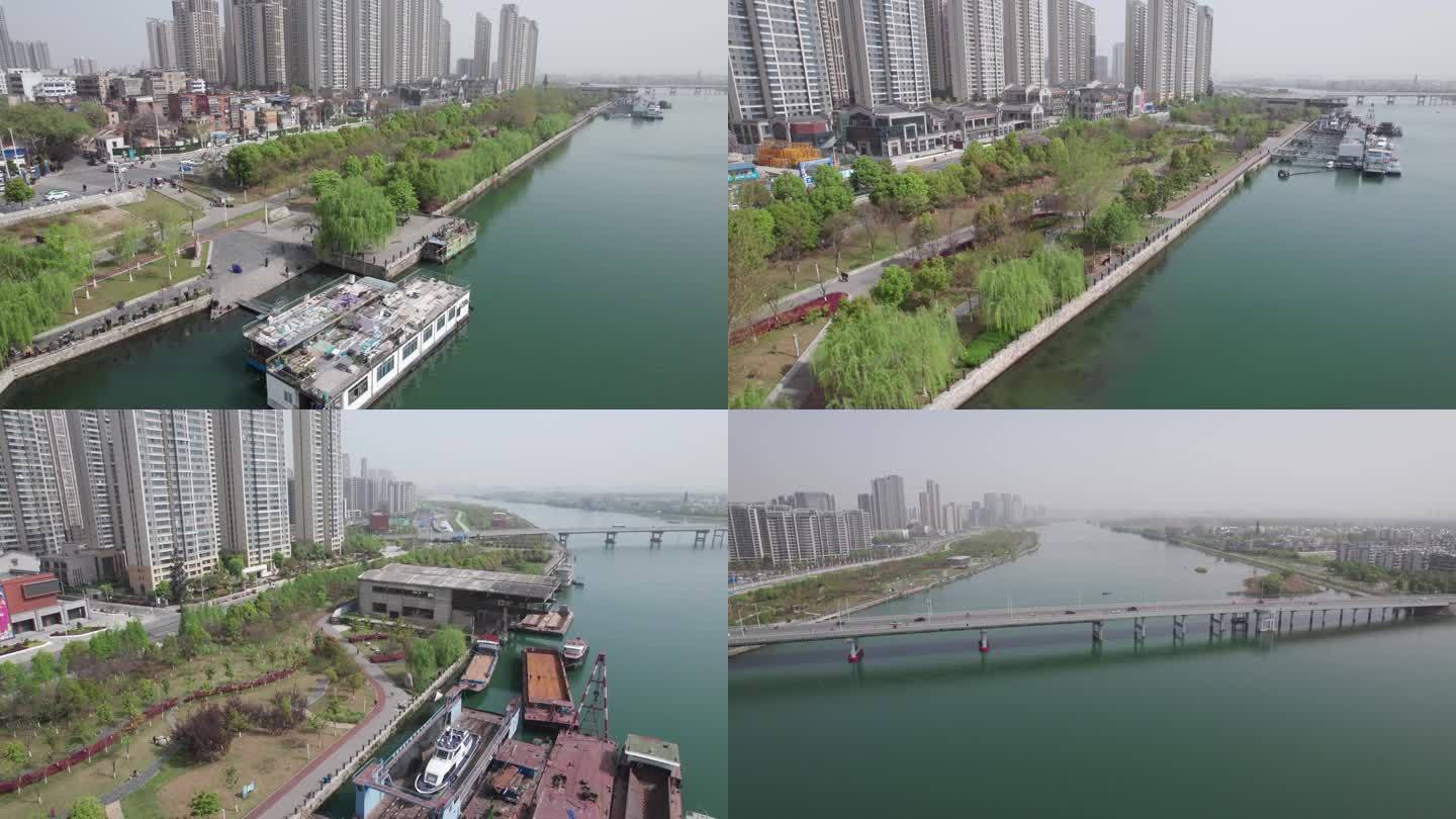 湖北襄阳樊城江滩公园4K航拍