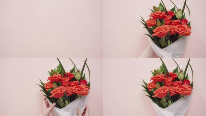 花店包装红玫瑰一束鲜花