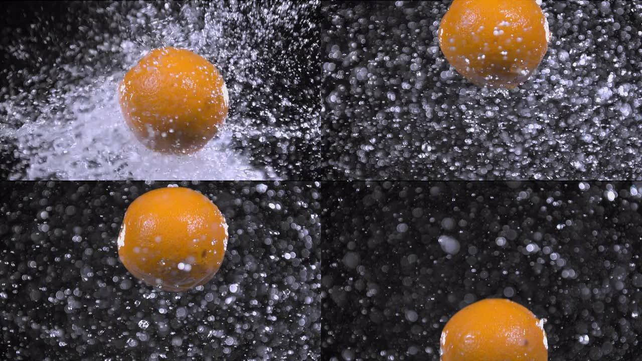 橘子泼水超级慢动作1000 fps