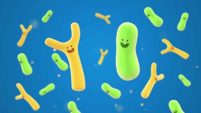 卡通形状双歧杆菌动画菌种细胞三维合成