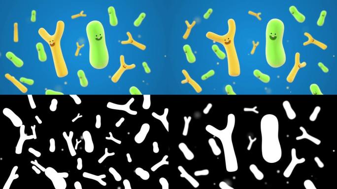 卡通形状双歧杆菌动画菌种细胞三维合成