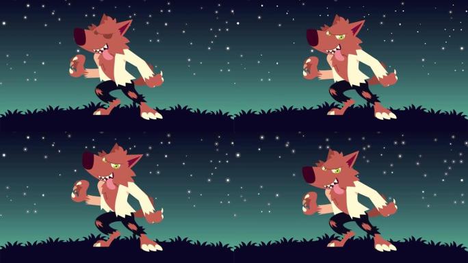 万圣节快乐动画与狼人角色