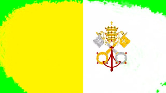 4K - 3不同的油漆笔刷风格过渡动画与梵蒂冈城市的国旗