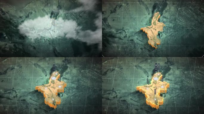 【AE模板】暗调三维卫星地图 宁夏