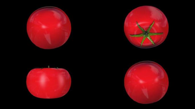 3D番茄在黑色背景上旋转