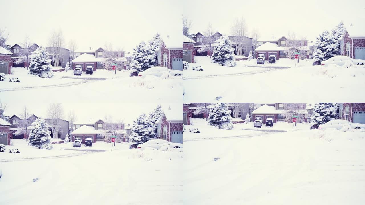 冬季大雪过后的居民区
