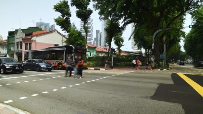 缩小新加坡哈吉巷和街道交通附近的时间间隔