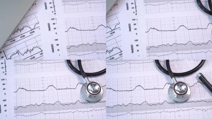 听诊器和医疗图表