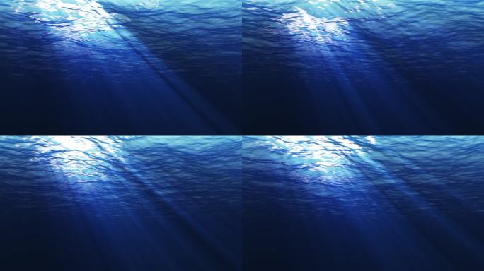 唯美水下海面阳光投射蓝色大海