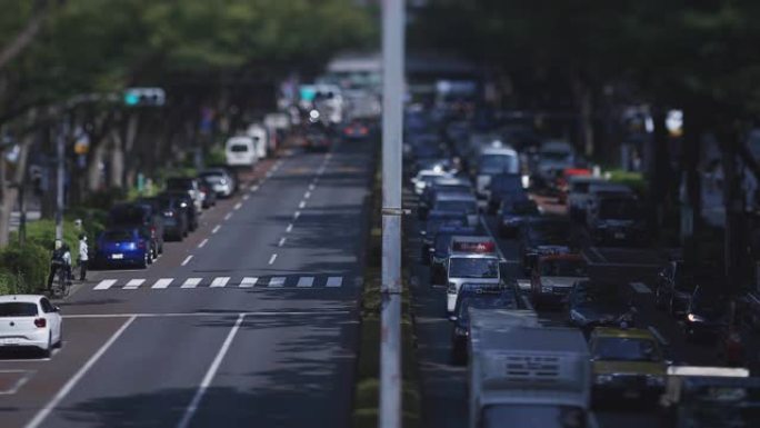 东京塔特班 (tiltshift) 的omotsando大道上的一条微型城市街道