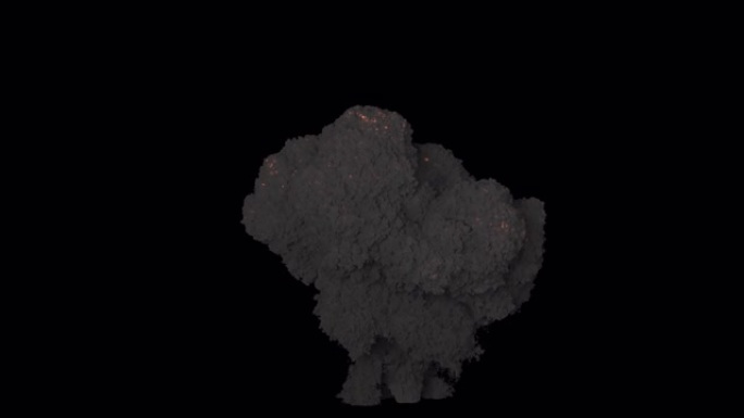 一场巨大的爆炸，浓浓的黑烟。黑烟爆炸，炸弹爆炸和真正的烟雾。绿屏前的VFX动画。