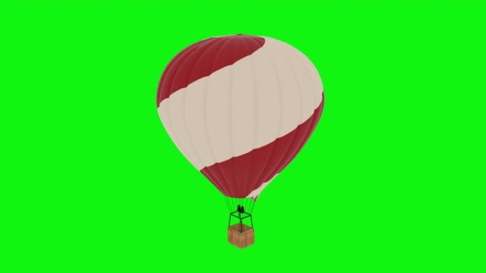 热气球飞行动画。绿屏4k镜头