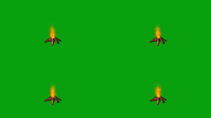 篝火绿屏运动图形火苗火堆火焰
