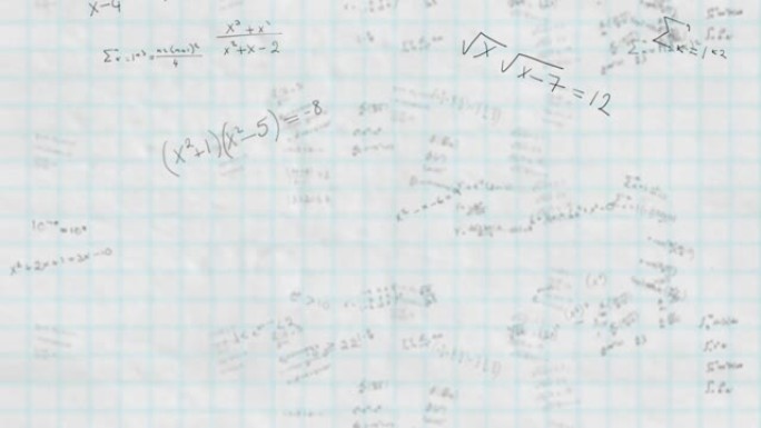 数学方程在白方纸上移动