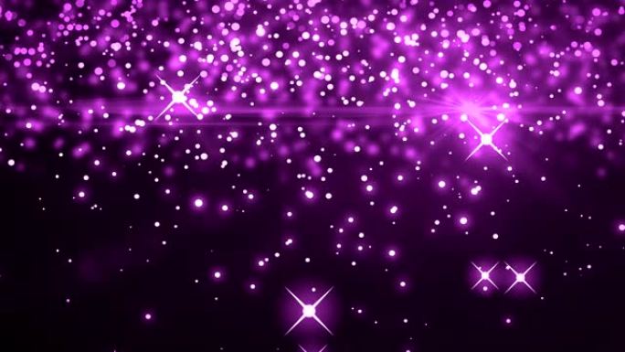 紫色背景上催眠运动的多个发光粉红色光点的动画