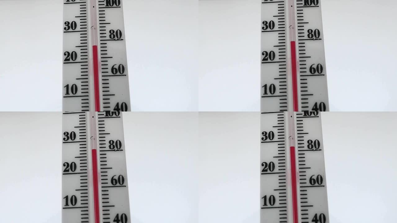水银房温度计，家用热温度计，温升，特写，