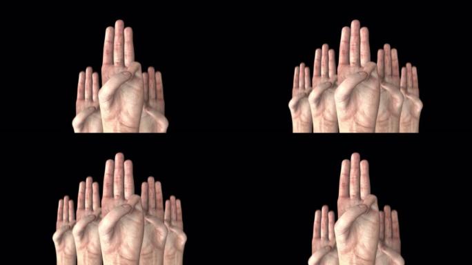 3D动画三指签人类重叠动画包括阿尔法通道。