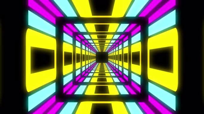 复古游戏风格无限隧道飞行无缝循环动画