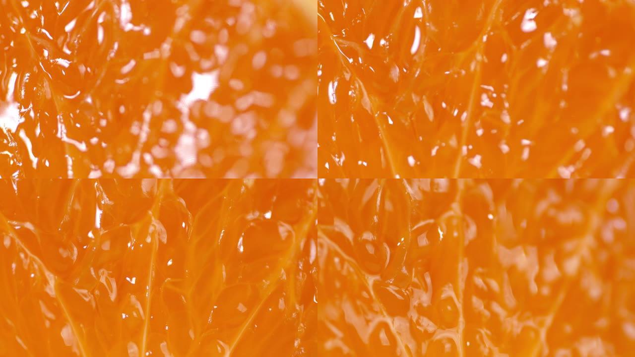 成熟橘子的肉缓慢旋转。