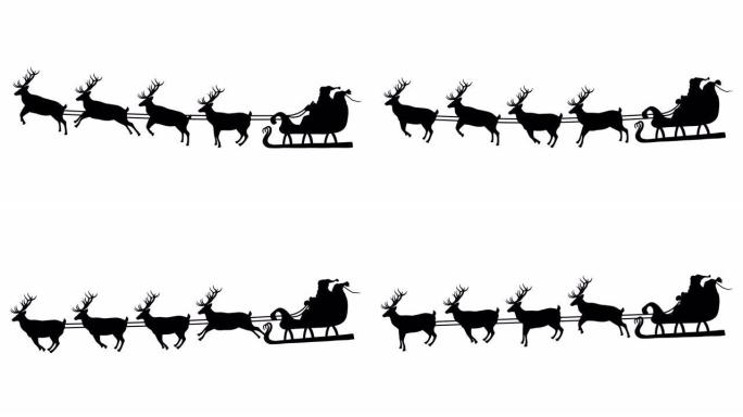动画剪影圣诞老人的雪橇阿尔法哑光
