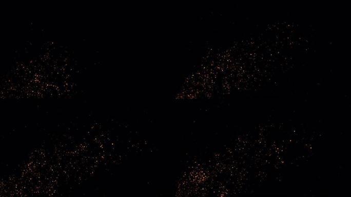 黑色背景上的火焰粒子火花和烟花抽象运动背景动画运动图形。
