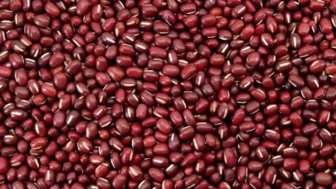 生红豆籽食品有机顶视图质地，蛋白质健康食品，视频片段。