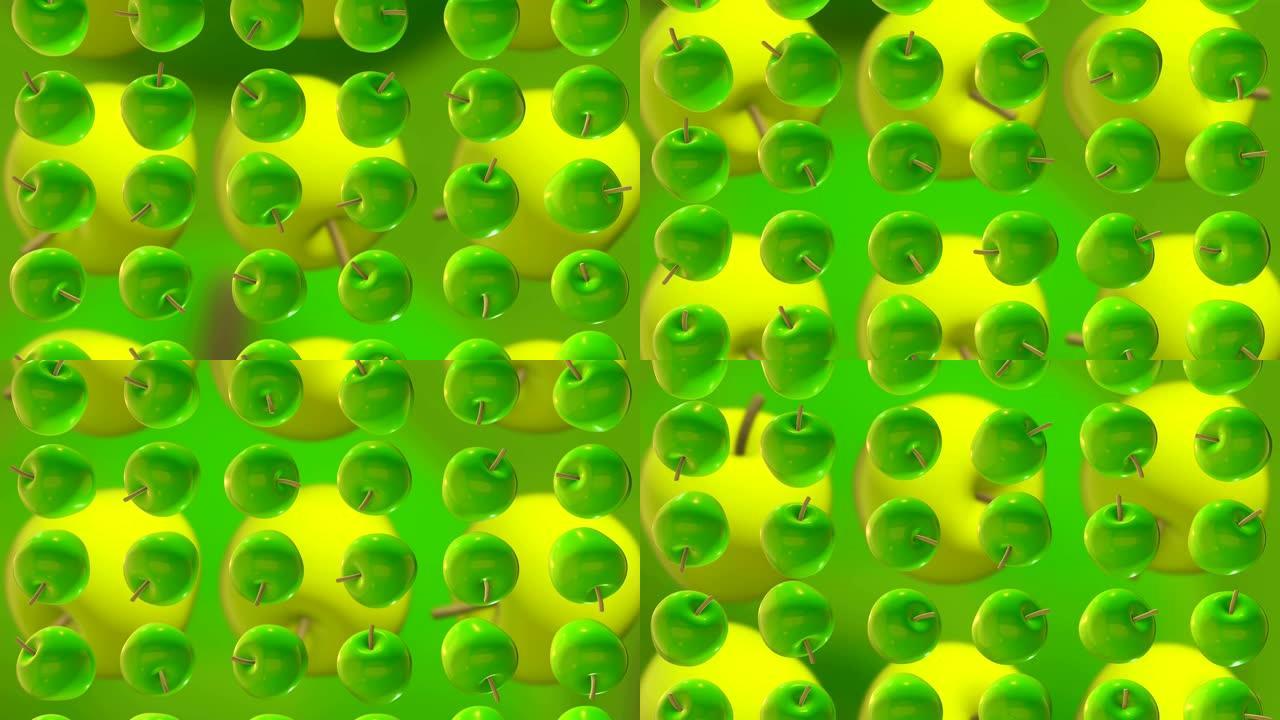 绿色和黄色苹果的摘要背景