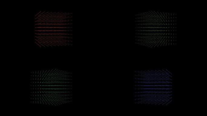立方体旋转和改变颜色。循环旋转元素。孤立在黑色背景上
