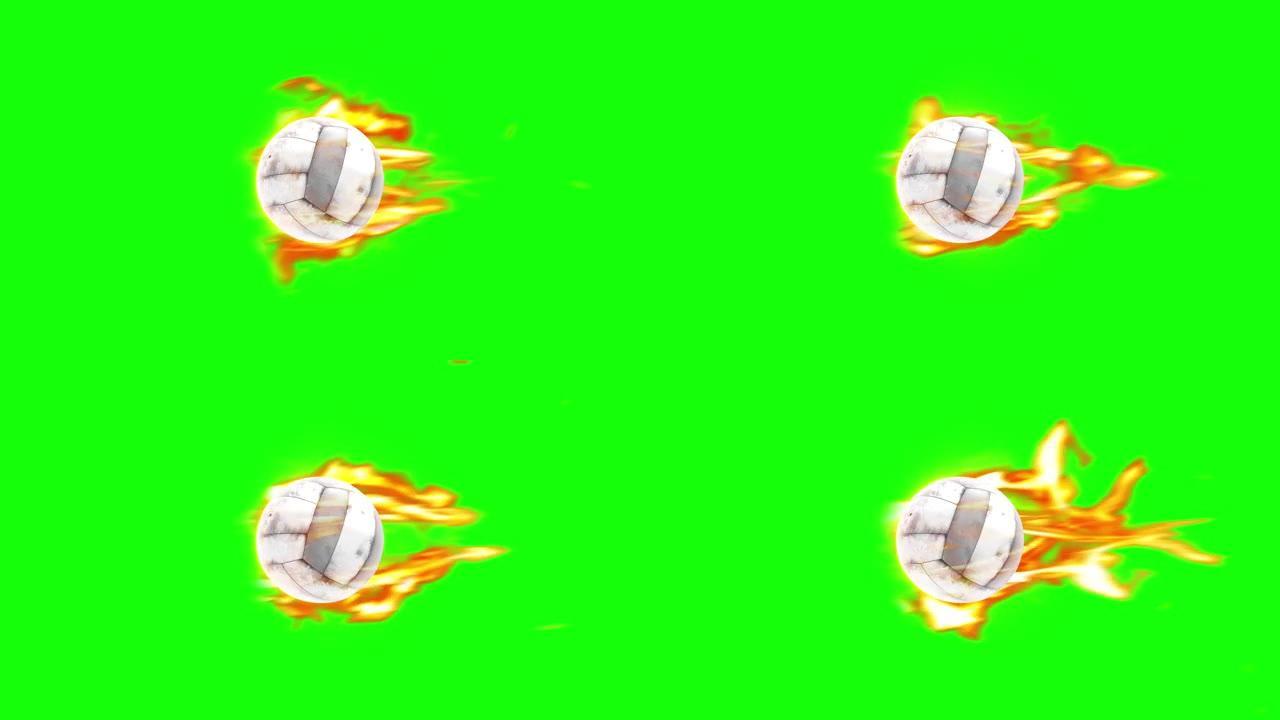 山谷球火绿色背景循环动画