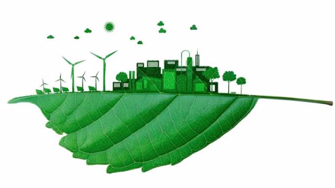 行业中的清洁能源。风力涡轮机和太阳能电池的可持续能源，以节省自然和地球。