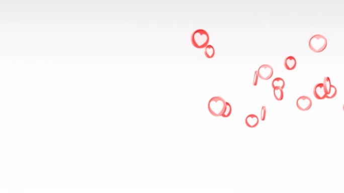 社交爱情3d心形图标符号动画横跨灰色屏幕