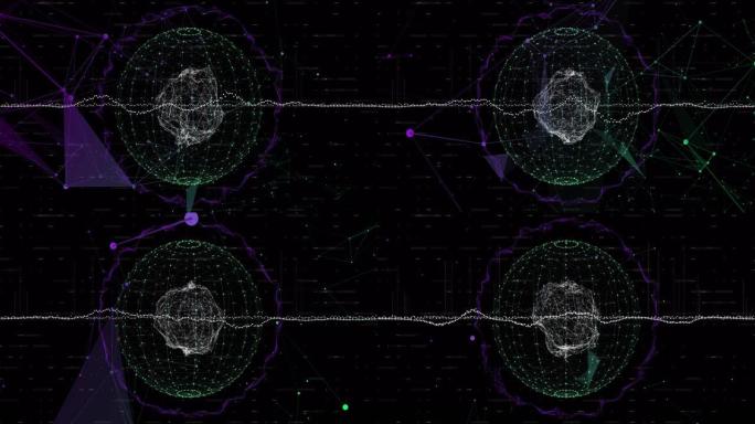 黑色背景下的连接网络地球仪