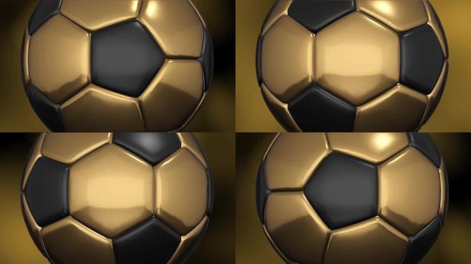 金色渐变背景上的4k足球动画可循环