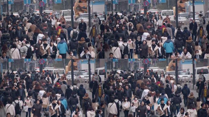 日本东京。2019年12月26日: 东京涩谷十字路口，行人视点