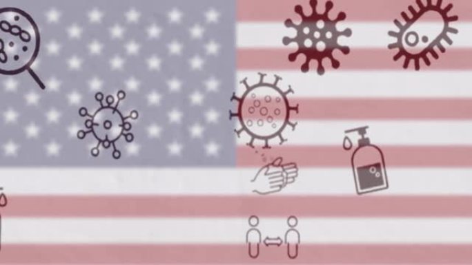 冠状病毒概念图标反对美国国旗