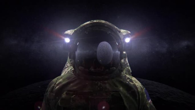 太空部队士兵在月球上伪装的3d动画
