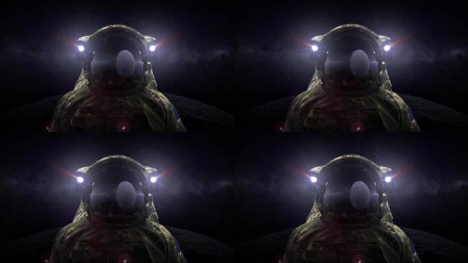太空部队士兵在月球上伪装的3d动画