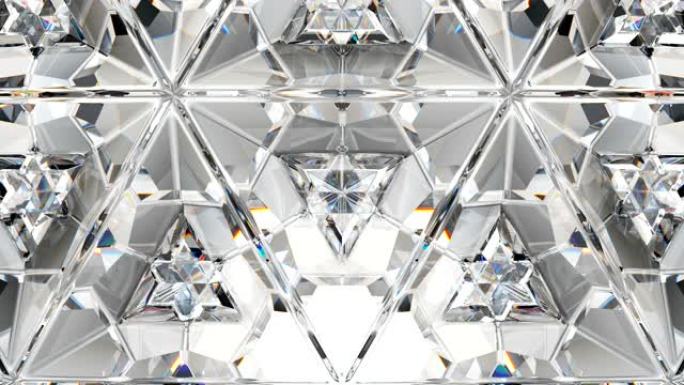 万花筒旋转宝石钻石或闪亮玻璃三角形纹理