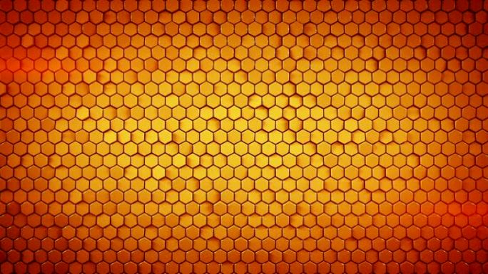 小橙色六边形可循环抽象3D动画墙