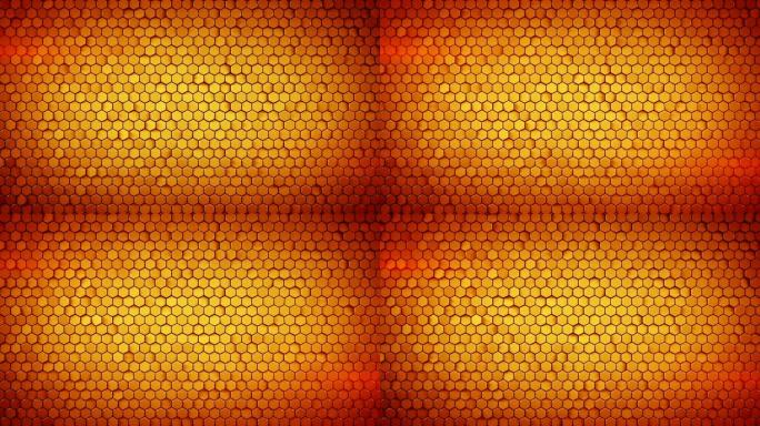 小橙色六边形可循环抽象3D动画墙